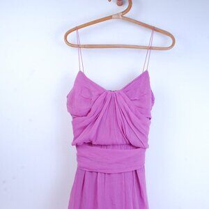 NWT 100% Silk Y2K Soft Girl Pink Flowy Chiffon Coquette Cottagecore Dress